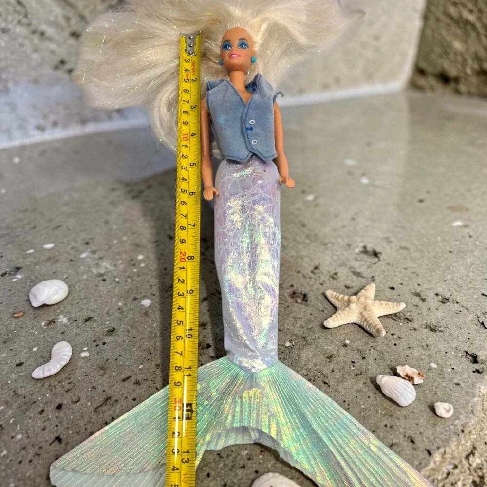 Vintage 1991 Mattel Barbie Mermaid Doll Blonde Tinsel Hair Iridescent Tail 1966